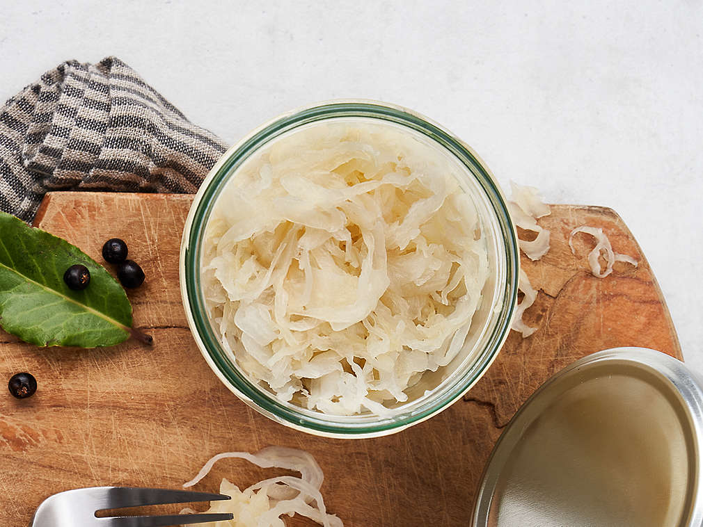 Frisches Sauerkraut in der Detailansicht