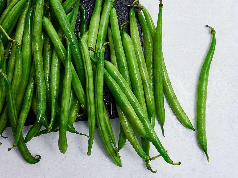 Fasole verde proaspătă în detaliu