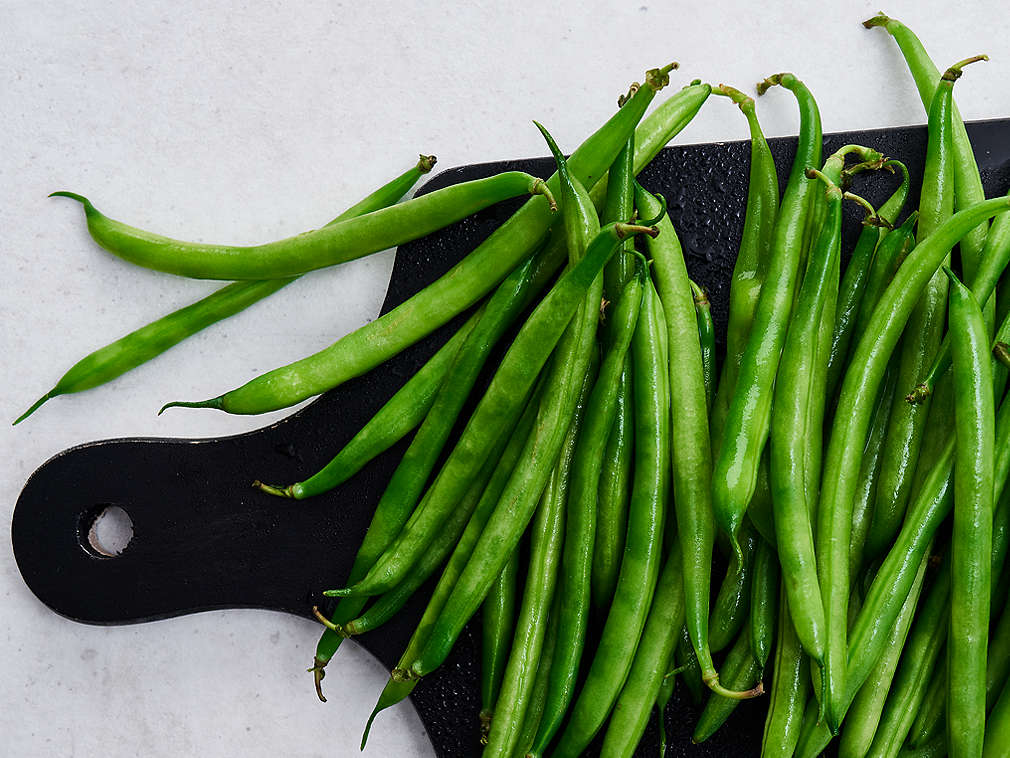 Fasole verde proaspătă în detaliu