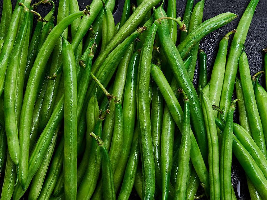 Fasole verde proaspătă în detaliu