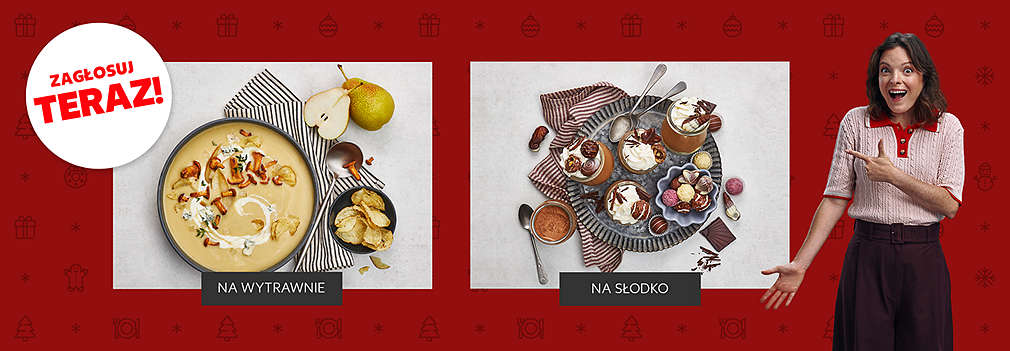 Grafika pokazująca głosowanie na dwa przepisy: zupę i deser