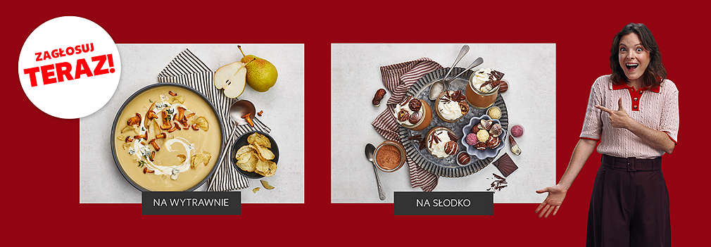 Grafika pokazująca głosowanie na dwa przepisy: zupę i deser